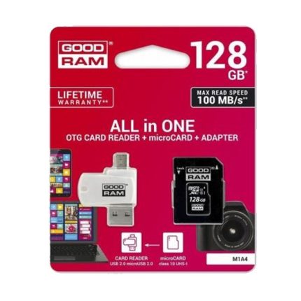 microSD 128GB klasa 10 + OTG adapter