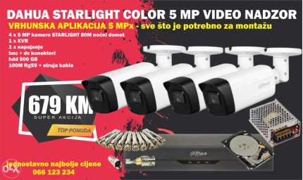 Dahua 5 MPX StarLight 80M noćni domet video nadzor set
