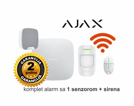 Ajax alarm komplet sa 1 senzorom i sirenom - kontrola putem telefona
