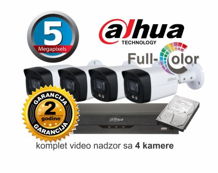 Video nadzor Dahua komplet sa 4 kamere 5 MPX Full Color + mikrofon
