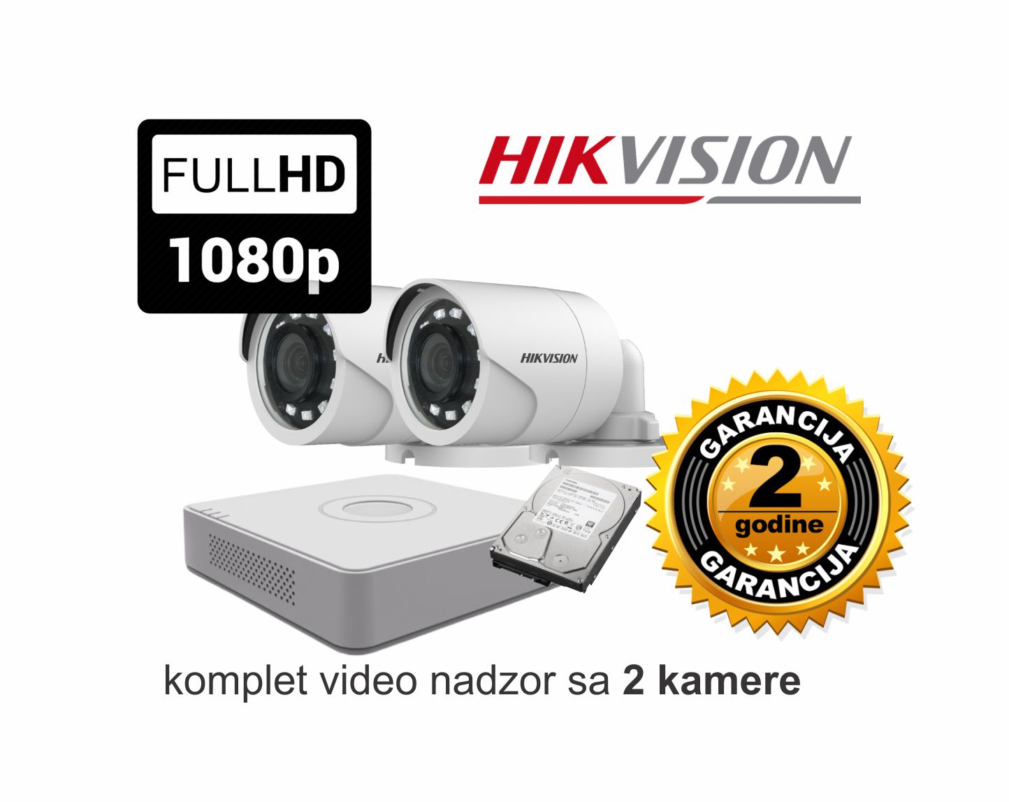 hikvision sajt sa 2 kamere Video nadzor HikVision komplet sa 2 kamere 2 MPX - Slika 1