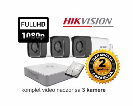 Video nadzor HikVision komplet sa 3 kamere 2 MPX 40M IR