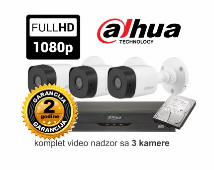 Video nadzor Dahua komplet sa 3 kamere 2 MPX