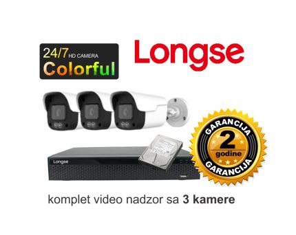 Video nadzor Longse komplet sa 3 kamere 2 MPX Full Color