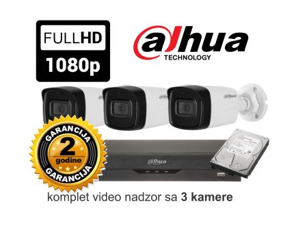 Video nadzor Dahua komplet sa 3 kamere 2 MPX 80M IR + mikrofon ISTEK ZALIHA