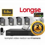 Video nadzor Longse komplet sa 4 kamere 5 MPX FULL Color sa mikrofonom IP sistem