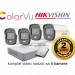 Video nadzor HikVision komplet sa 4 kamere ColorVu slika u boji uvijek