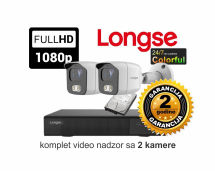 Video nadzor Longse komplet sa 2 kamere 2 MPX FULL Color IP sistem