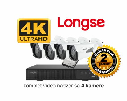 Video nadzor Longse komplet sa 4 kamere 5 MPX 4K lite podesivi objektiv 2.8 - 12 mm