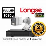 Video nadzor Longse komplet sa jednom kamerom 2 MPX FULL Color IP sistem