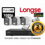 Video nadzor Longse komplet sa 3 kamere 2 MPX FULL Color IP sistem