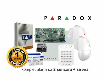 Paradox alarm komplet sa 2 senzora i sirenom SP5500+