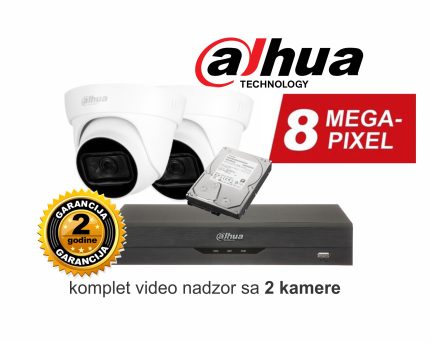 Video nadzor Dahua komplet sa 2 kamere 8 MPX real 4K