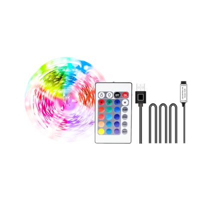 LED traka Green Tech 2m, USB + daljinski, 7,2 W/m, 5050, 30 LED/m, RGB, IP20