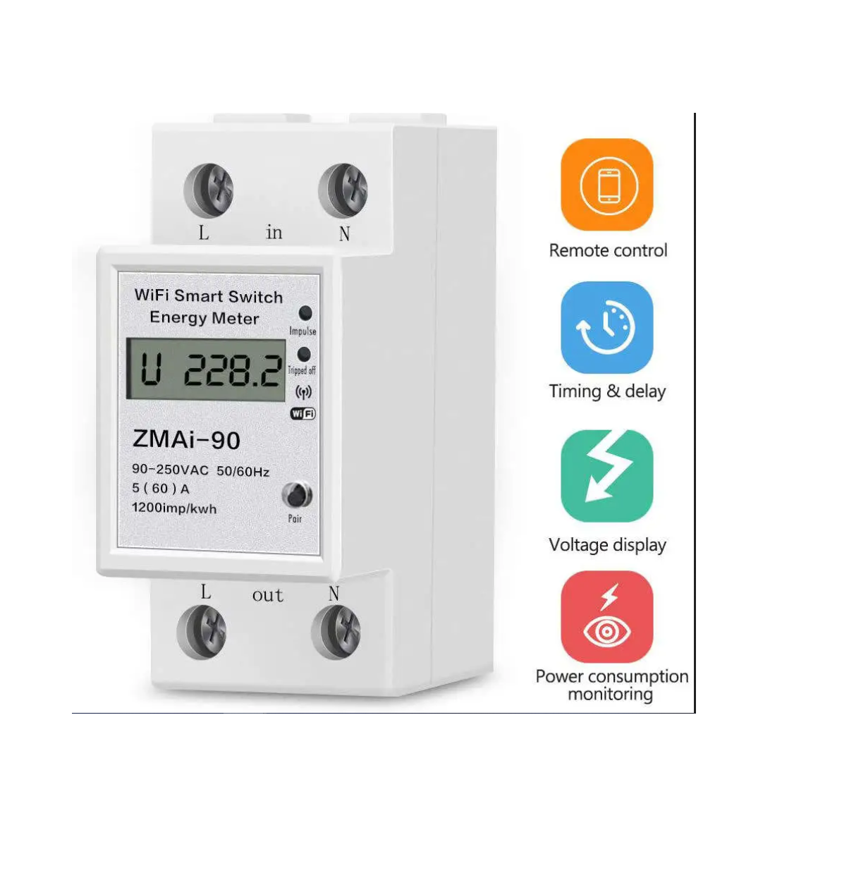 tuya power meter Tuya WIFI pametno brojilo 16A - Slika 1