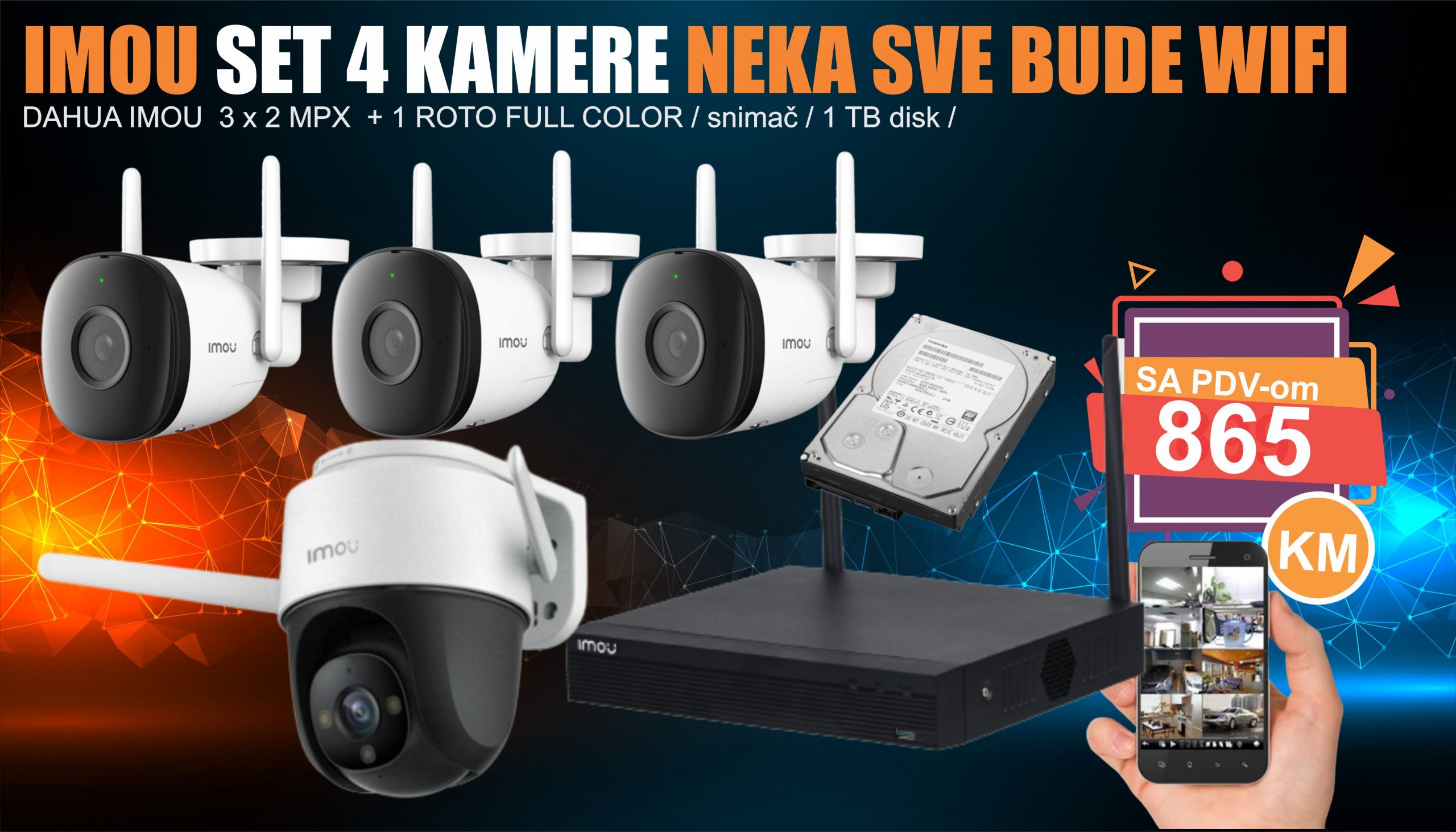 akcija imou 865 Imou Kompletan WIFI set 2 MPX sa roto kamerom - Slika 1