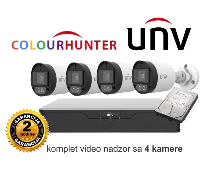 Video nadzor UNV komplet sa 4 kamere ColourHunter slika u boji uvijek