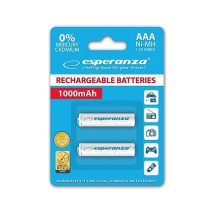 Punjive baterije ESPERANZA RECHARGEABLE Ni-MH AAA 1000MAH 2kom.