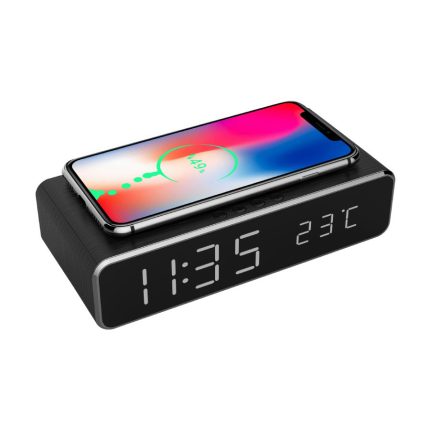 Digitalni sat sa wireless bežičnim punjačem za mobitel GEMBIRD