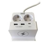 PRODUŽNI KABL 2xŠuko 2xUSB 1xUSB-C, bežični punjač