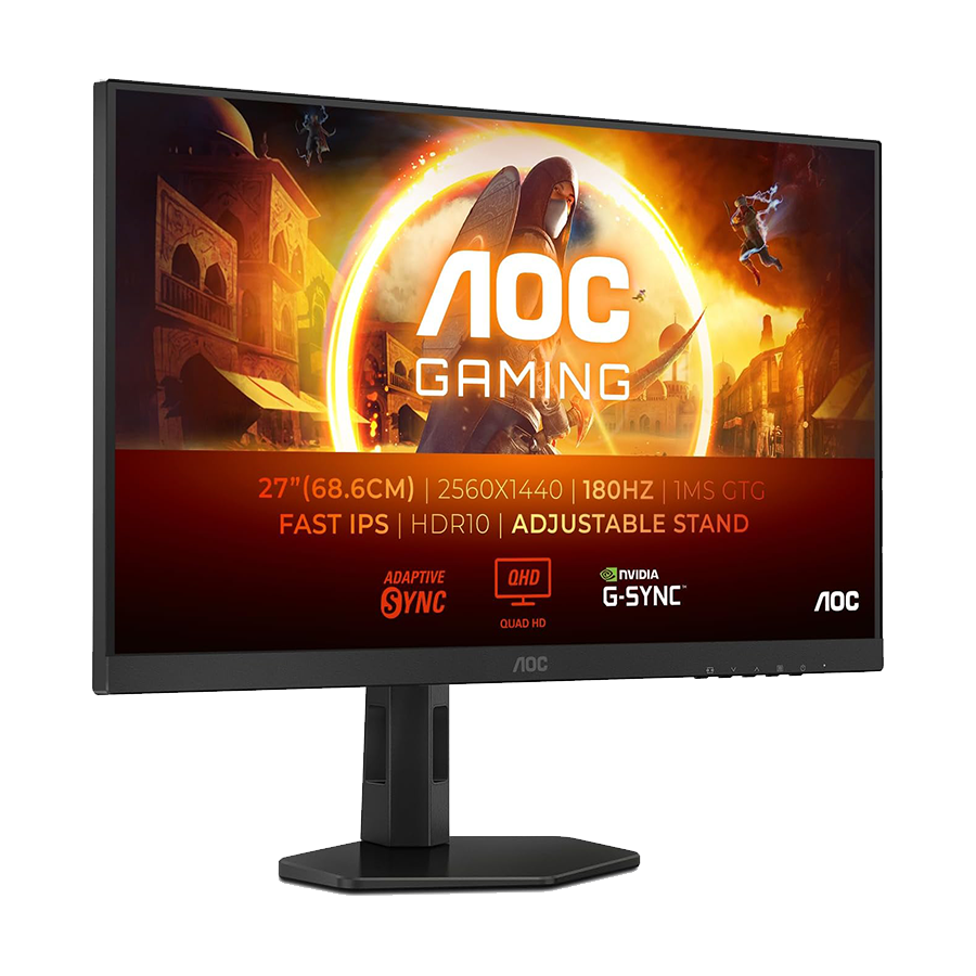 0132563_monitor-aoc-gaming-q27g4xf-27-fast-ips-2560x1440-antiglare-180hz-hdr-10-05ms-10001-hdmi-dp-full-ergo MONITOR AOC Gaming Q27G4XF 27″ Fast IPS 2560×1440 Antiglare 180Hz, HDR 10, 0.5ms, 1000:1, HDMI, DP, Full Ergo, Adaptive Sync 3y - Slika 1